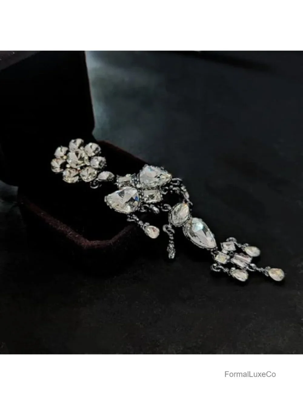 Vintage Chandelier Brooch Floral Crystal Rhinestone Statement Pin